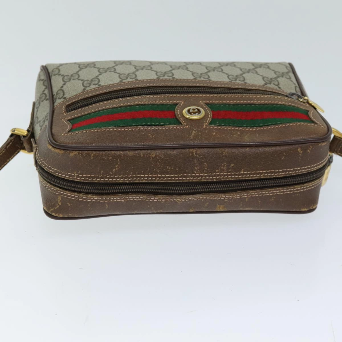 GUCCI GG Supreme Web Sherry Line Shoulder Bag PVC Beige 56 02 087  74416