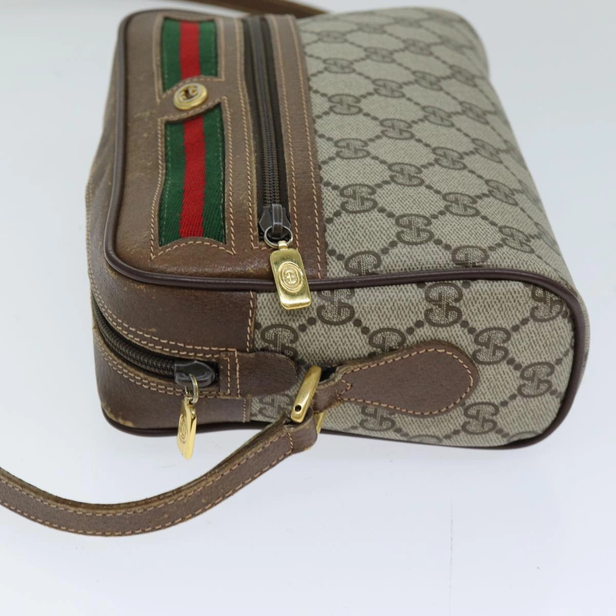 GUCCI GG Supreme Web Sherry Line Shoulder Bag PVC Beige 56 02 087  74416