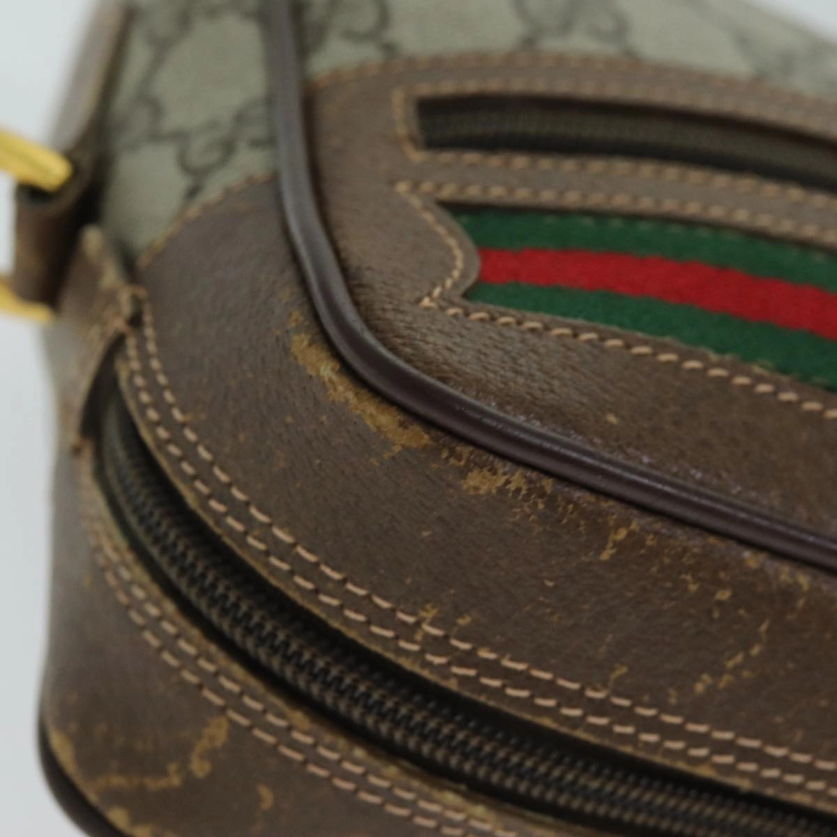GUCCI GG Supreme Web Sherry Line Shoulder Bag PVC Beige 56 02 087  74416