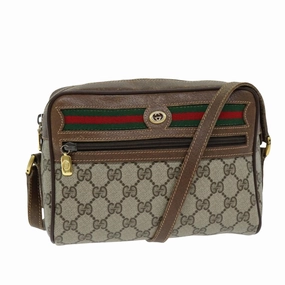 GUCCI GG Supreme Web Sherry Line Shoulder Bag PVC Beige 56 02 087  74416