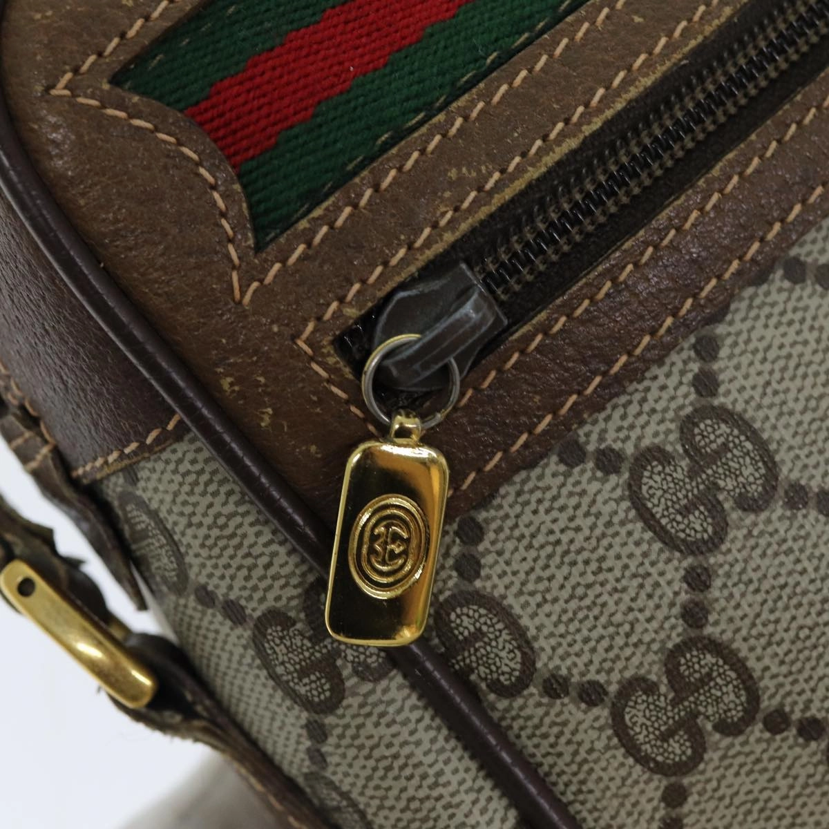 GUCCI GG Supreme Web Sherry Line Shoulder Bag PVC Beige 56 02 087  74416