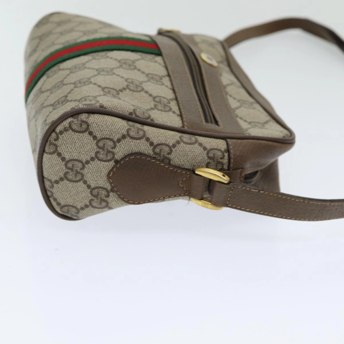 GUCCI GG Supreme Web Sherry Line Shoulder Bag PVC Beige 63 02 004  83661