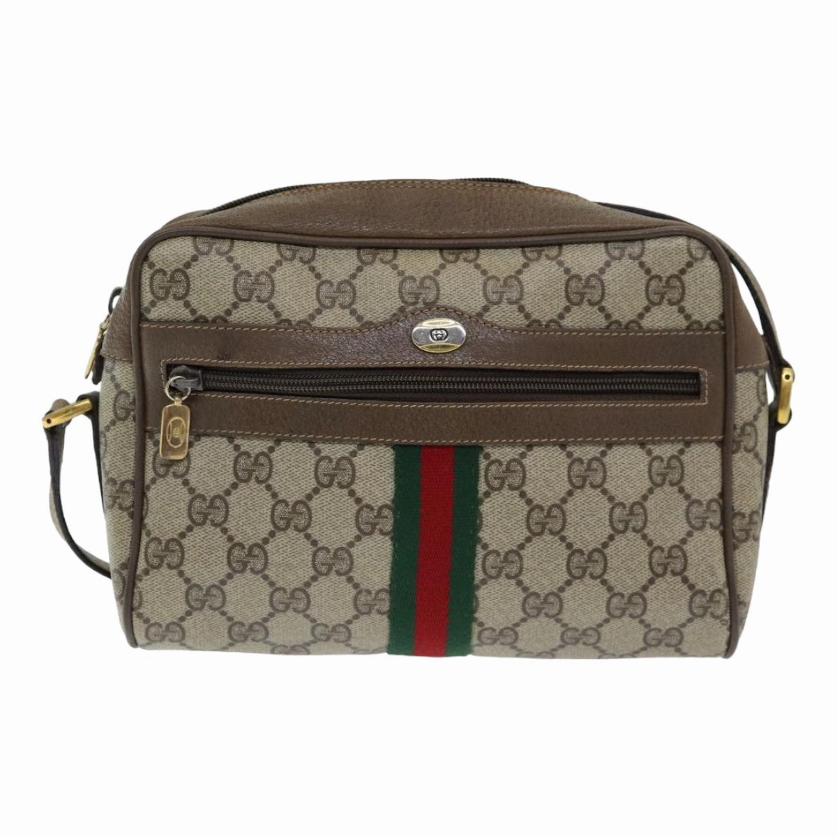 GUCCI GG Supreme Web Sherry Line Shoulder Bag PVC Beige 63 02 004  83661
