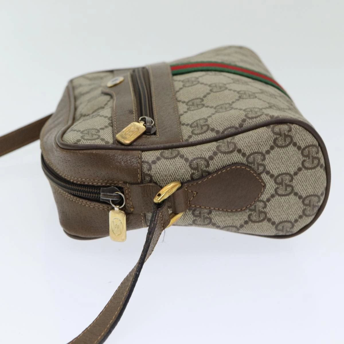 GUCCI GG Supreme Web Sherry Line Shoulder Bag PVC Beige 63 02 004  83661