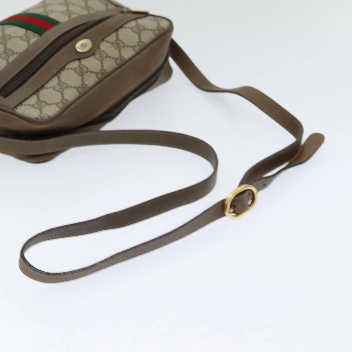 GUCCI GG Supreme Web Sherry Line Shoulder Bag PVC Beige 63 02 004  83661