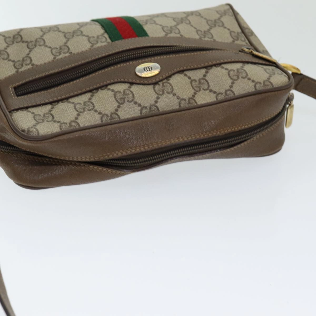 GUCCI GG Supreme Web Sherry Line Shoulder Bag PVC Beige 63 02 004  83661