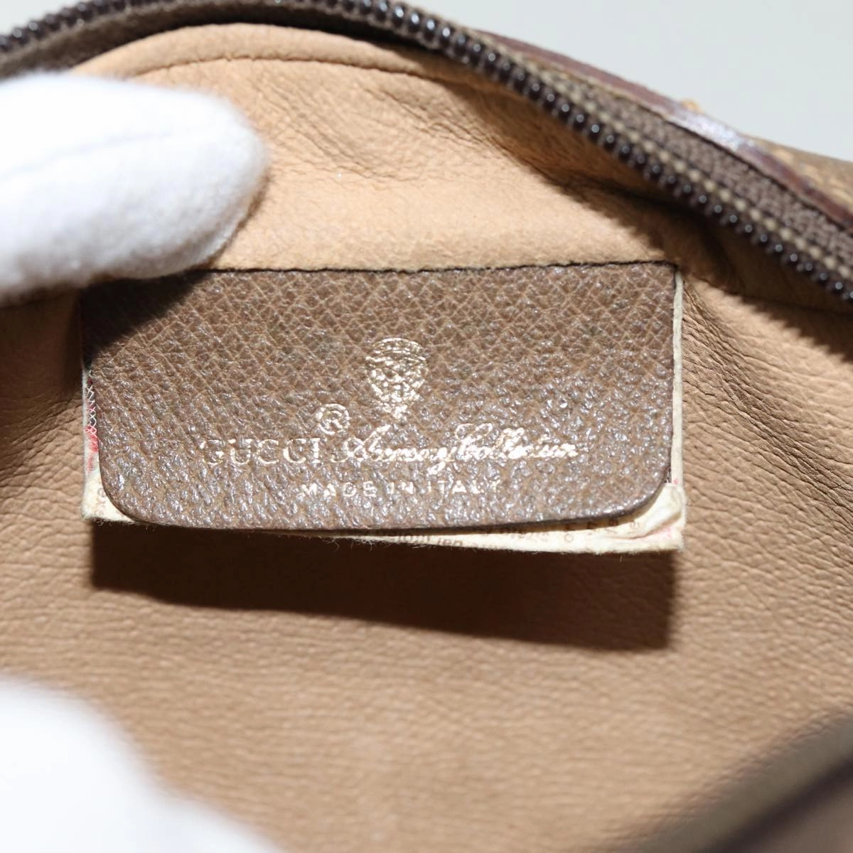 GUCCI GG Supreme Web Sherry Line Shoulder Bag PVC Beige 63 02 004  83661