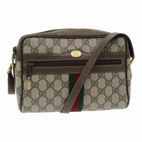 GUCCI GG Supreme Web Sherry Line Shoulder Bag PVC Beige 904 02 004  83660