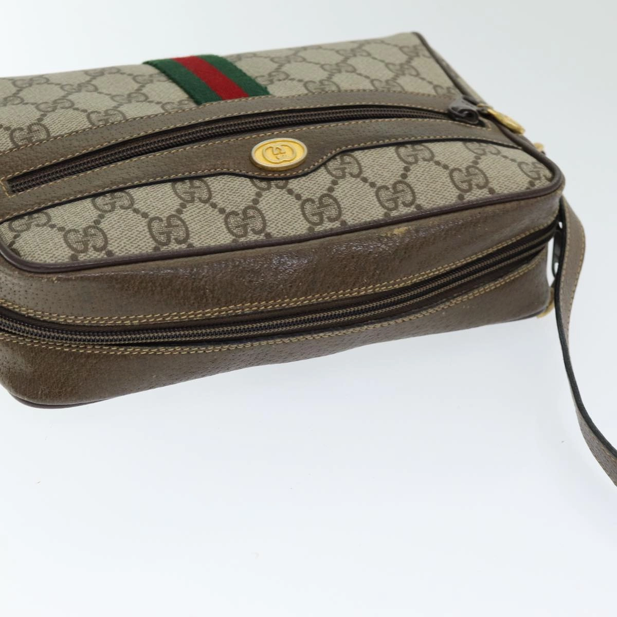 GUCCI GG Supreme Web Sherry Line Shoulder Bag PVC Beige 904 02 004  83660