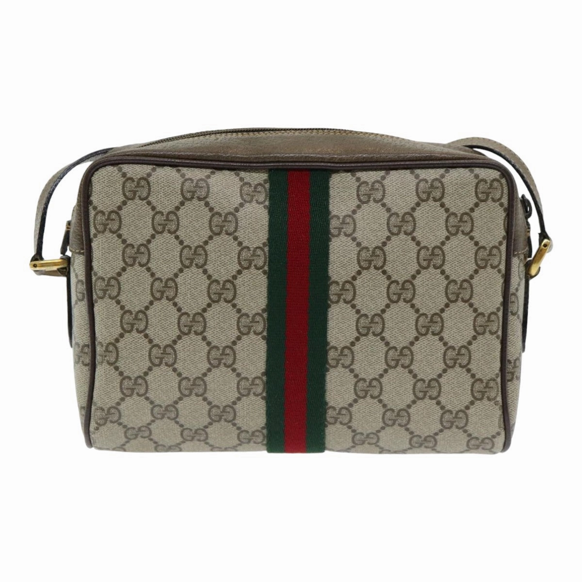 GUCCI GG Supreme Web Sherry Line Shoulder Bag PVC Beige 904 02 004  83660