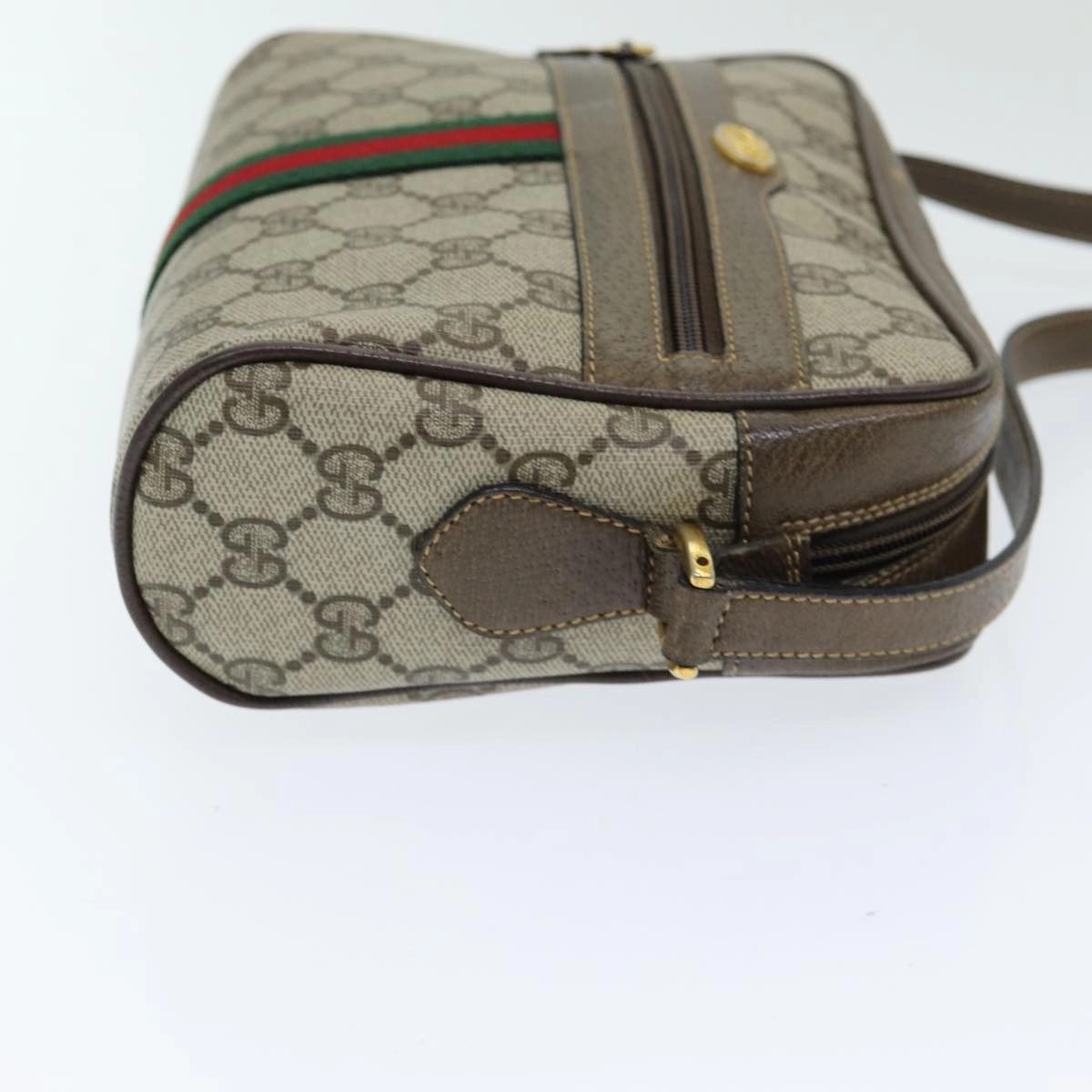 GUCCI GG Supreme Web Sherry Line Shoulder Bag PVC Beige 904 02 004  83660