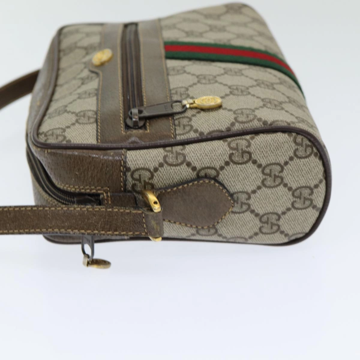 GUCCI GG Supreme Web Sherry Line Shoulder Bag PVC Beige 904 02 004  83660