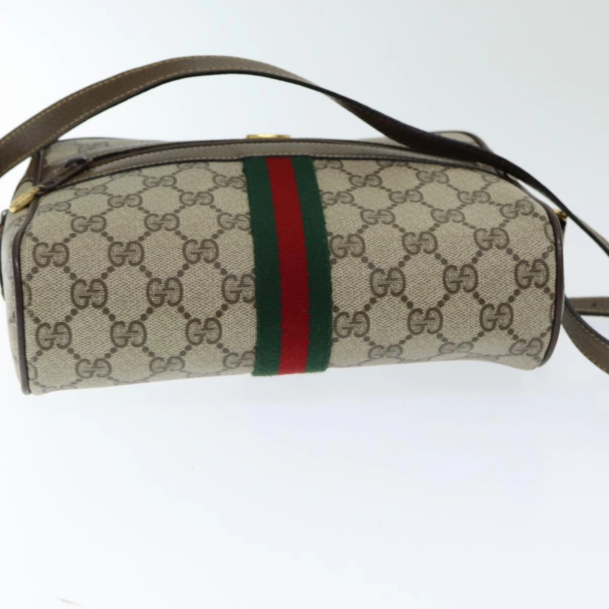 GUCCI GG Supreme Web Sherry Line Shoulder Bag PVC Beige 904 02 004  83660