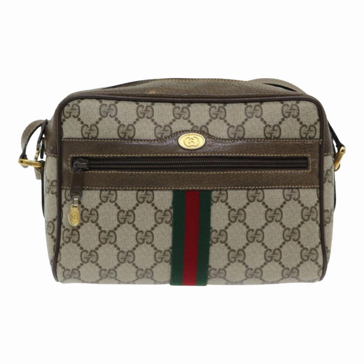 GUCCI GG Supreme Web Sherry Line Shoulder Bag PVC Beige 904 02 004  83660
