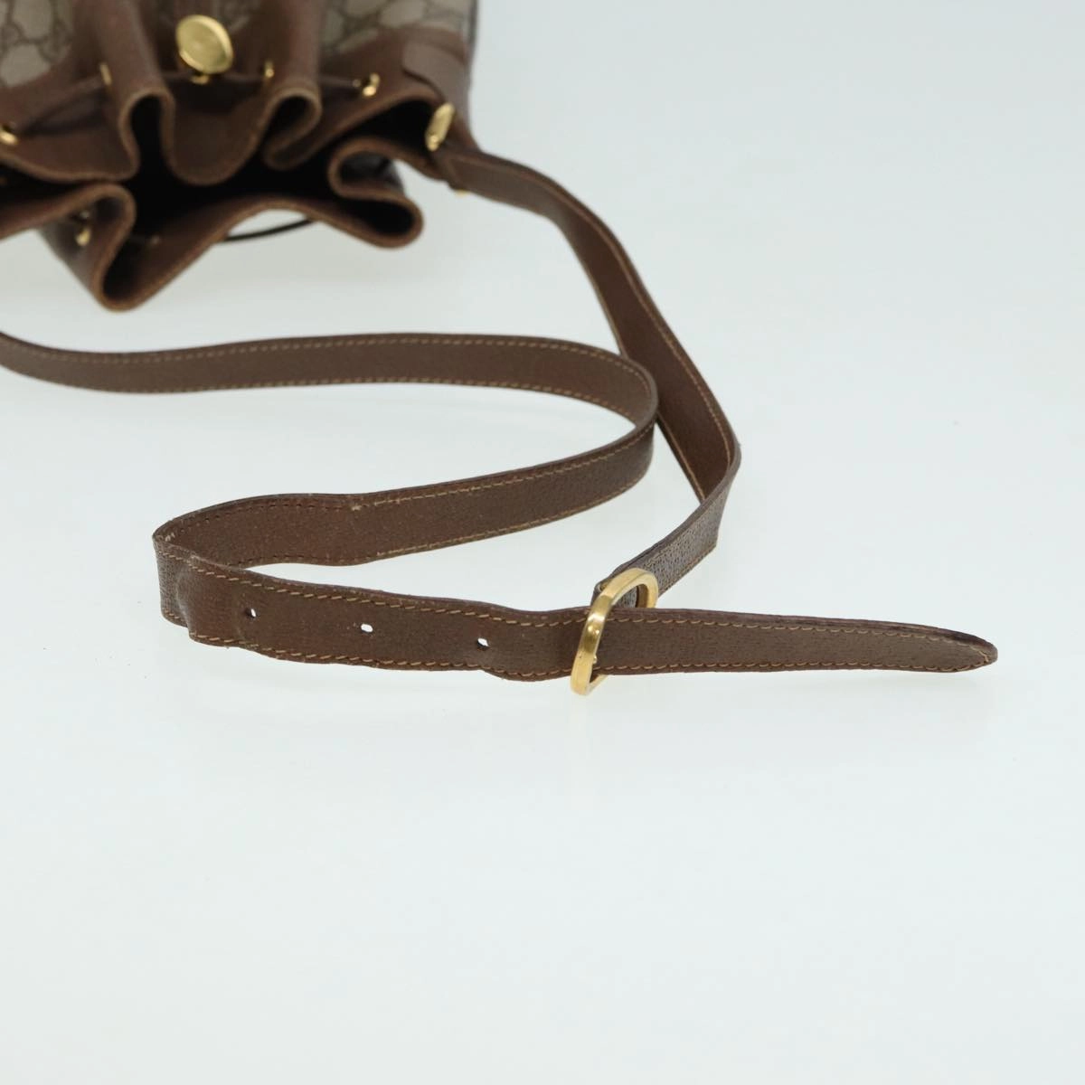 GUCCI GG Supreme Web Sherry Line Shoulder Bag PVC Beige Gold  85474
