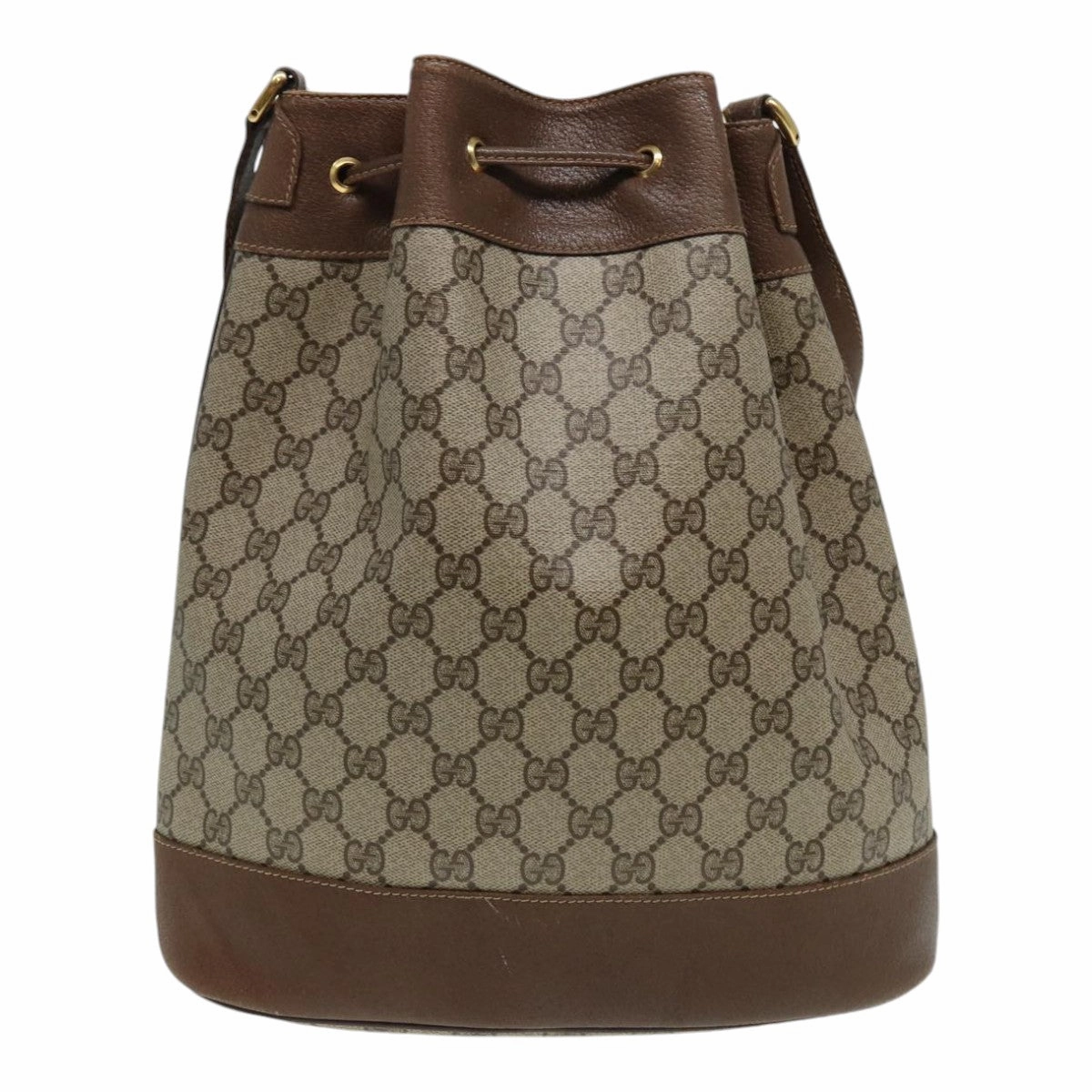 GUCCI GG Supreme Web Sherry Line Shoulder Bag PVC Beige Gold  85474