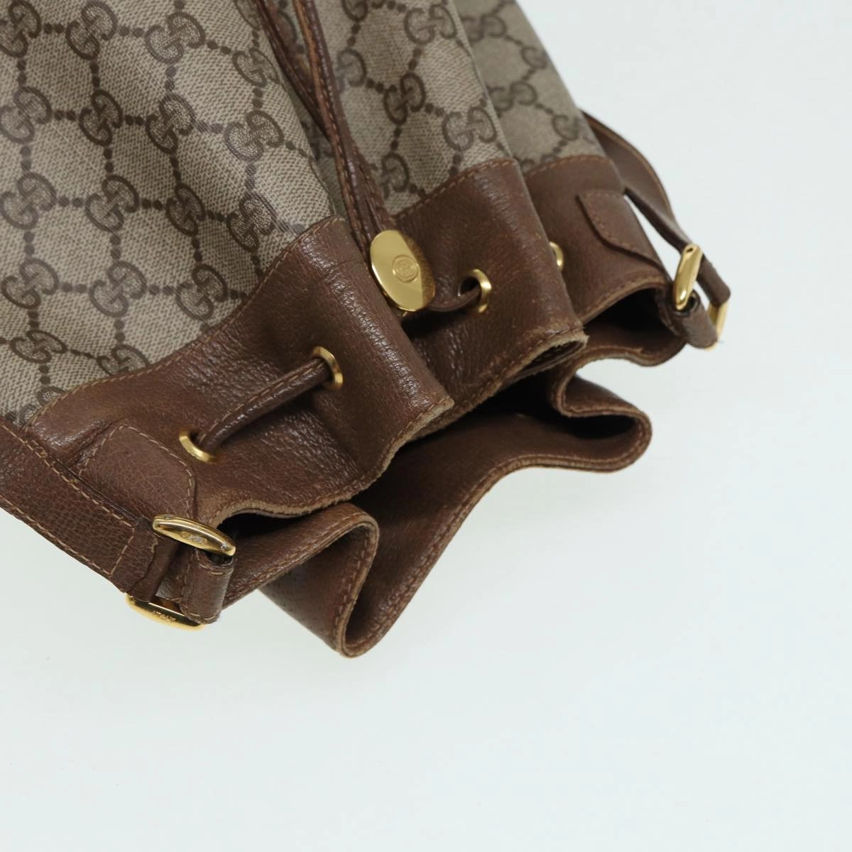 GUCCI GG Supreme Web Sherry Line Shoulder Bag PVC Beige Gold  85474