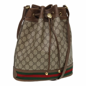 GUCCI GG Supreme Web Sherry Line Shoulder Bag PVC Beige Gold  85474