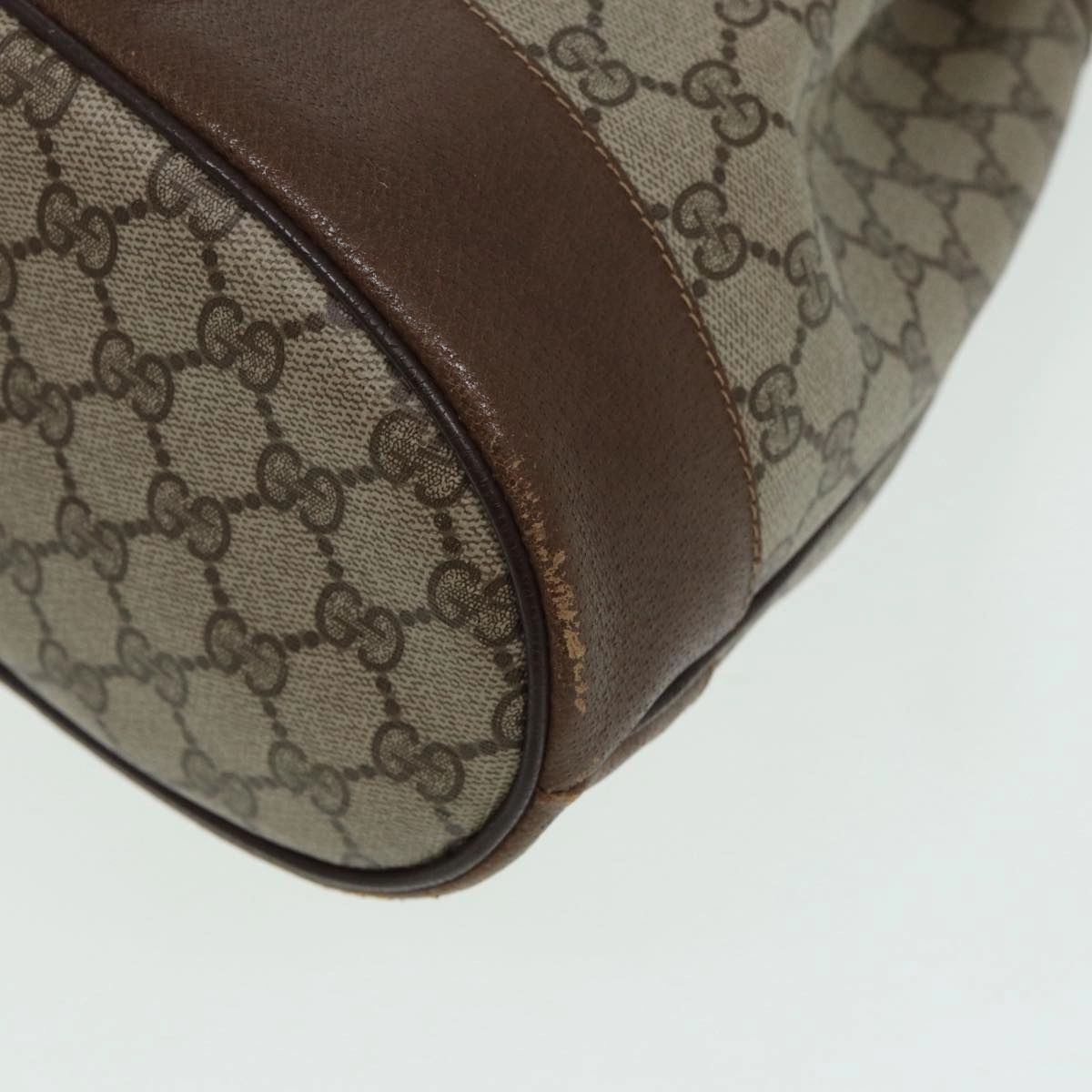 GUCCI GG Supreme Web Sherry Line Shoulder Bag PVC Beige Gold  85474