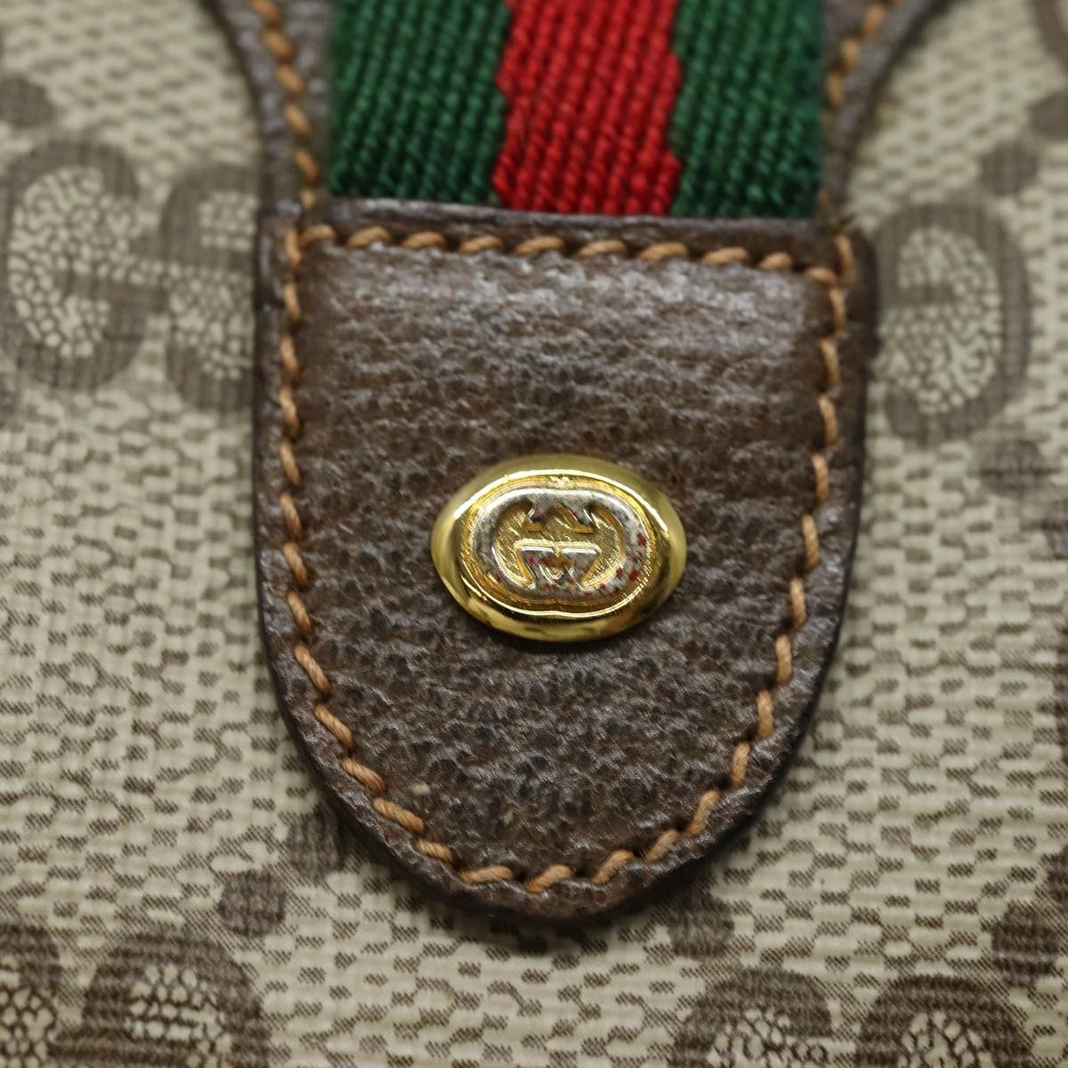 GUCCI GG Supreme Web Sherry Line Shoulder Bag PVC Beige Red 89 02 018  84751