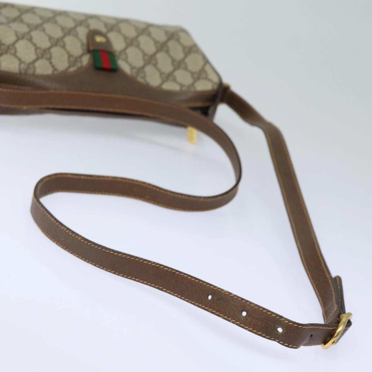 GUCCI GG Supreme Web Sherry Line Shoulder Bag PVC Beige Red 89 02 018  84751