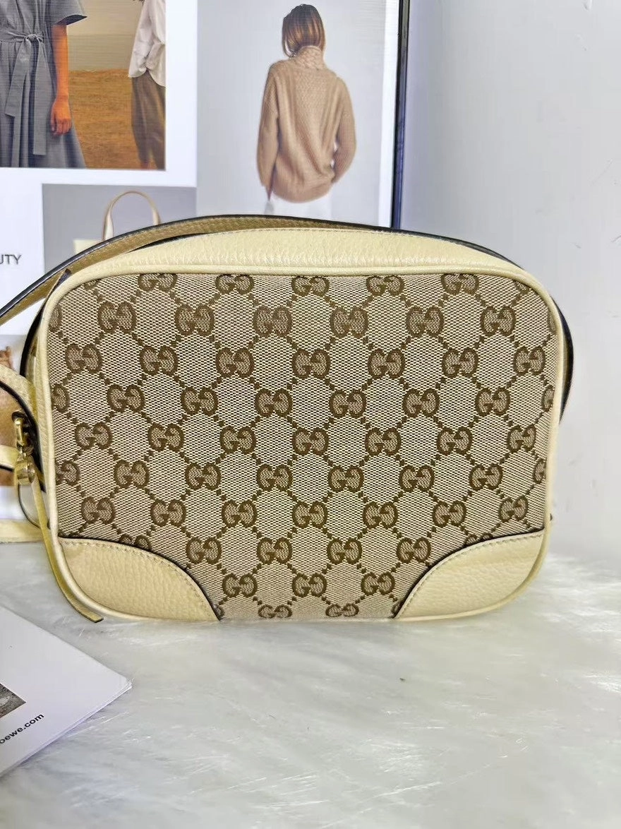 Gucci GG Vintage Beige Canvas Camera Bag - Small Crossbody