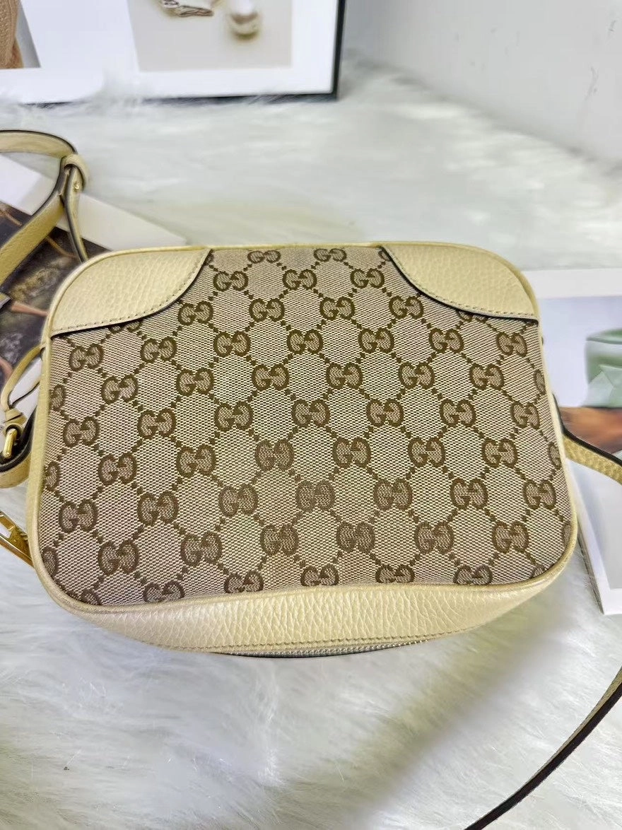 Gucci GG Vintage Beige Canvas Camera Bag - Small Crossbody