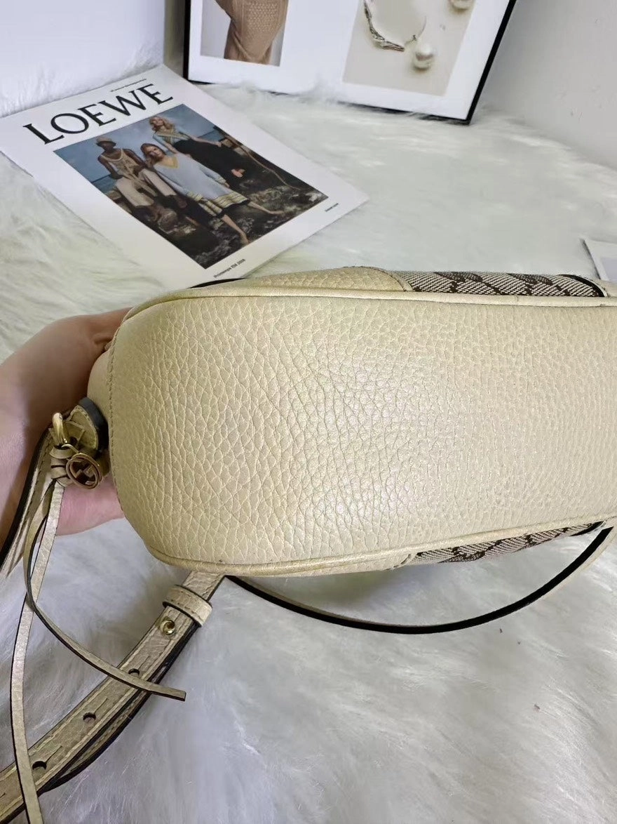 Gucci GG Vintage Beige Canvas Camera Bag - Small Crossbody