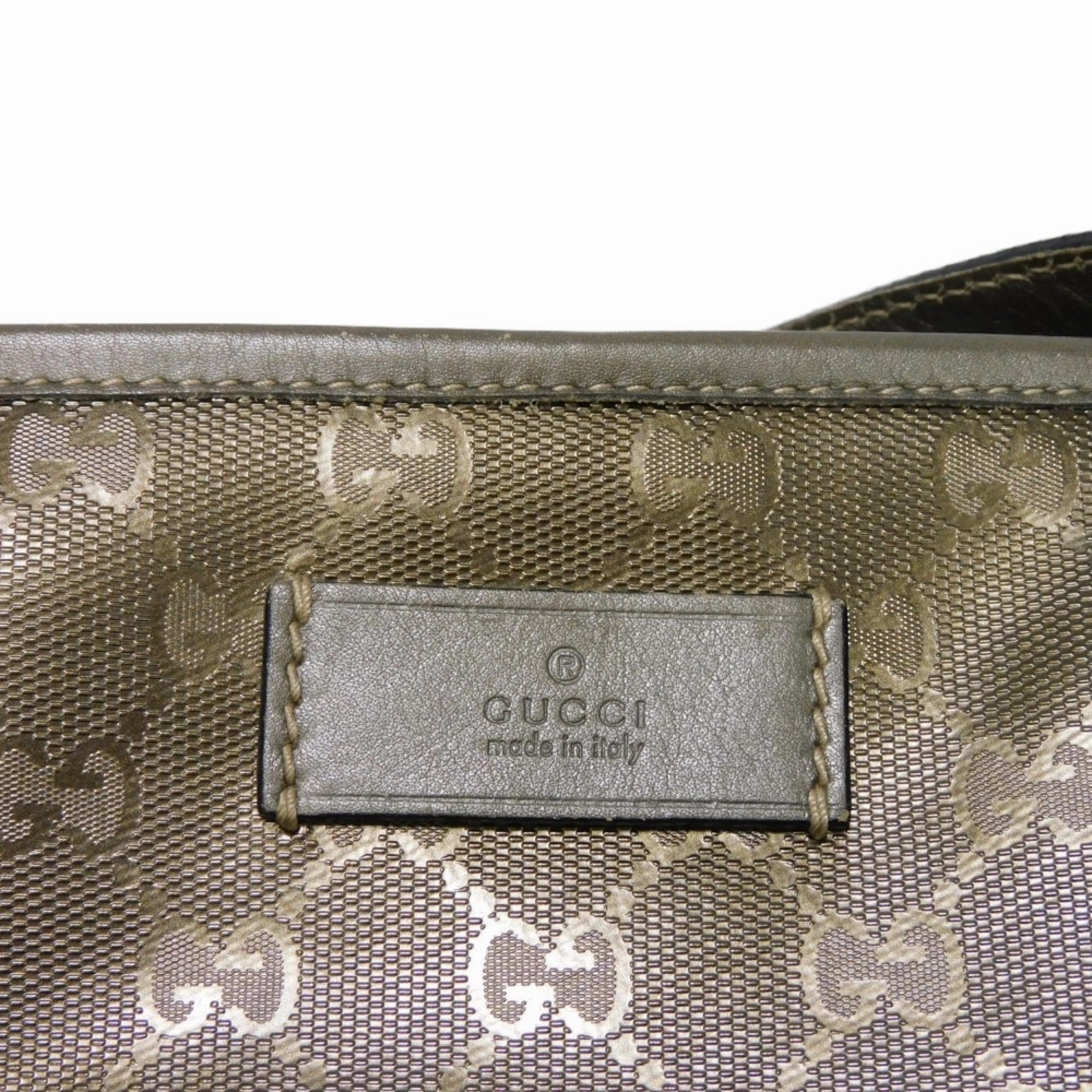 Gucci Gold Khaki Gg Imprim Canvas Shoulder Bag Tote Bag ()