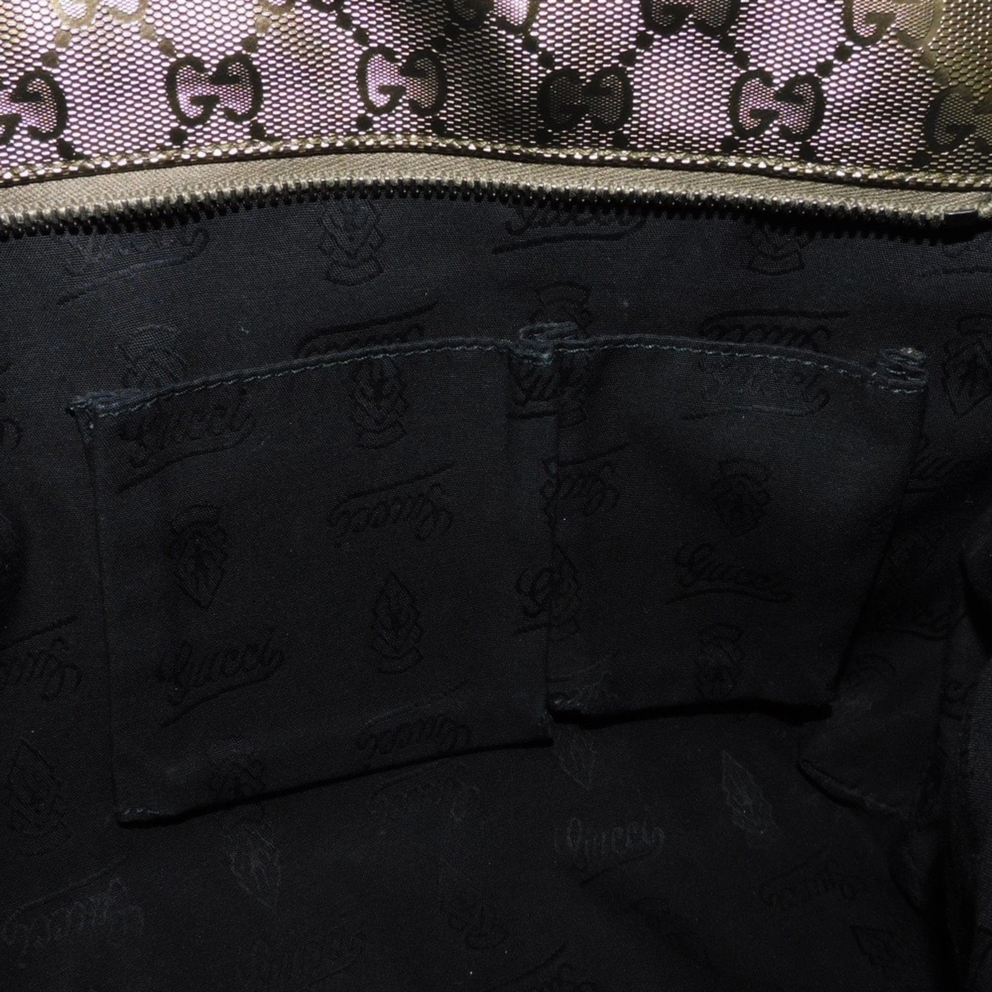 Gucci Gold Khaki Gg Imprim Canvas Shoulder Bag Tote Bag ()