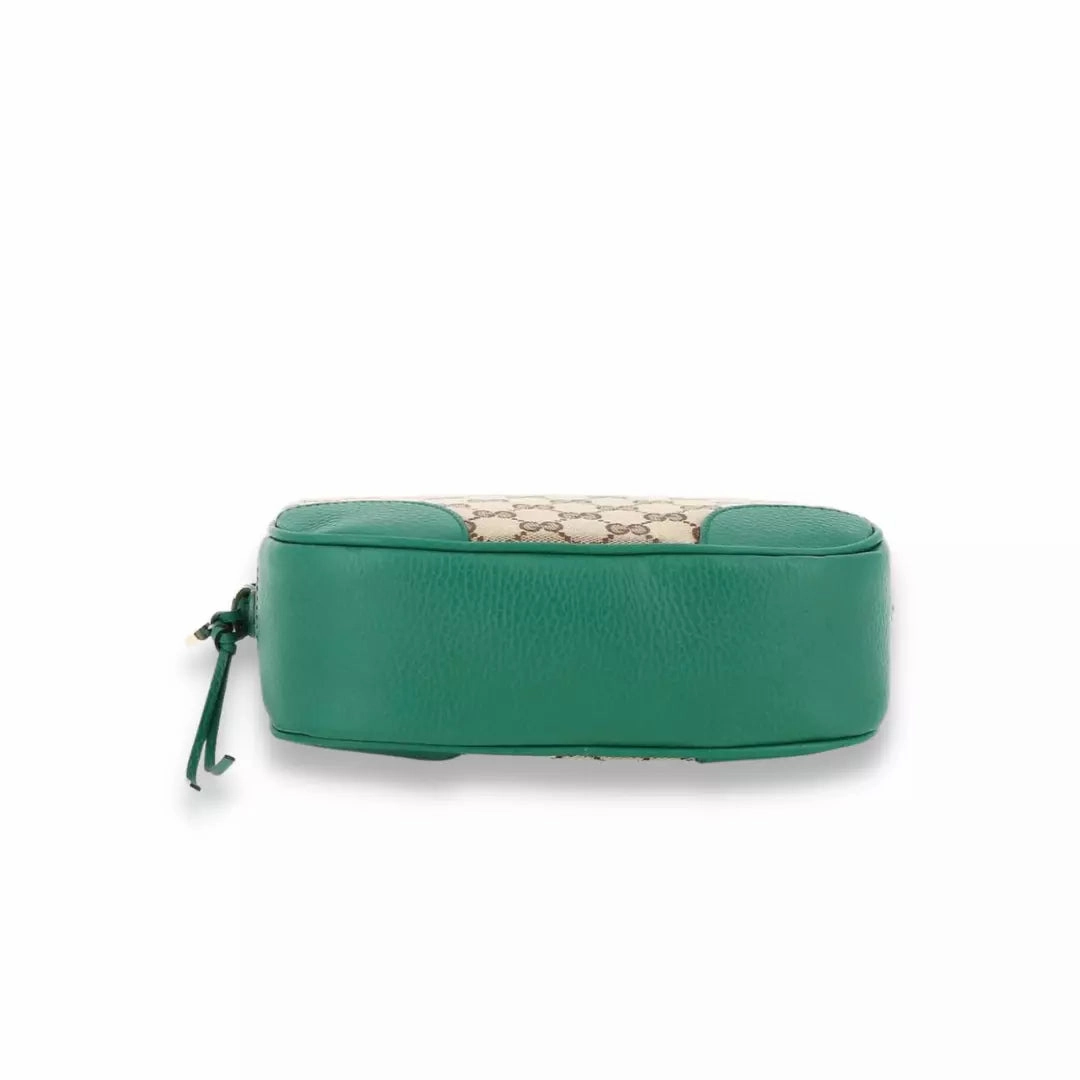 GUCCI GREEN GG CANVAS AND LEATHER BREE CROSSBODY BAG