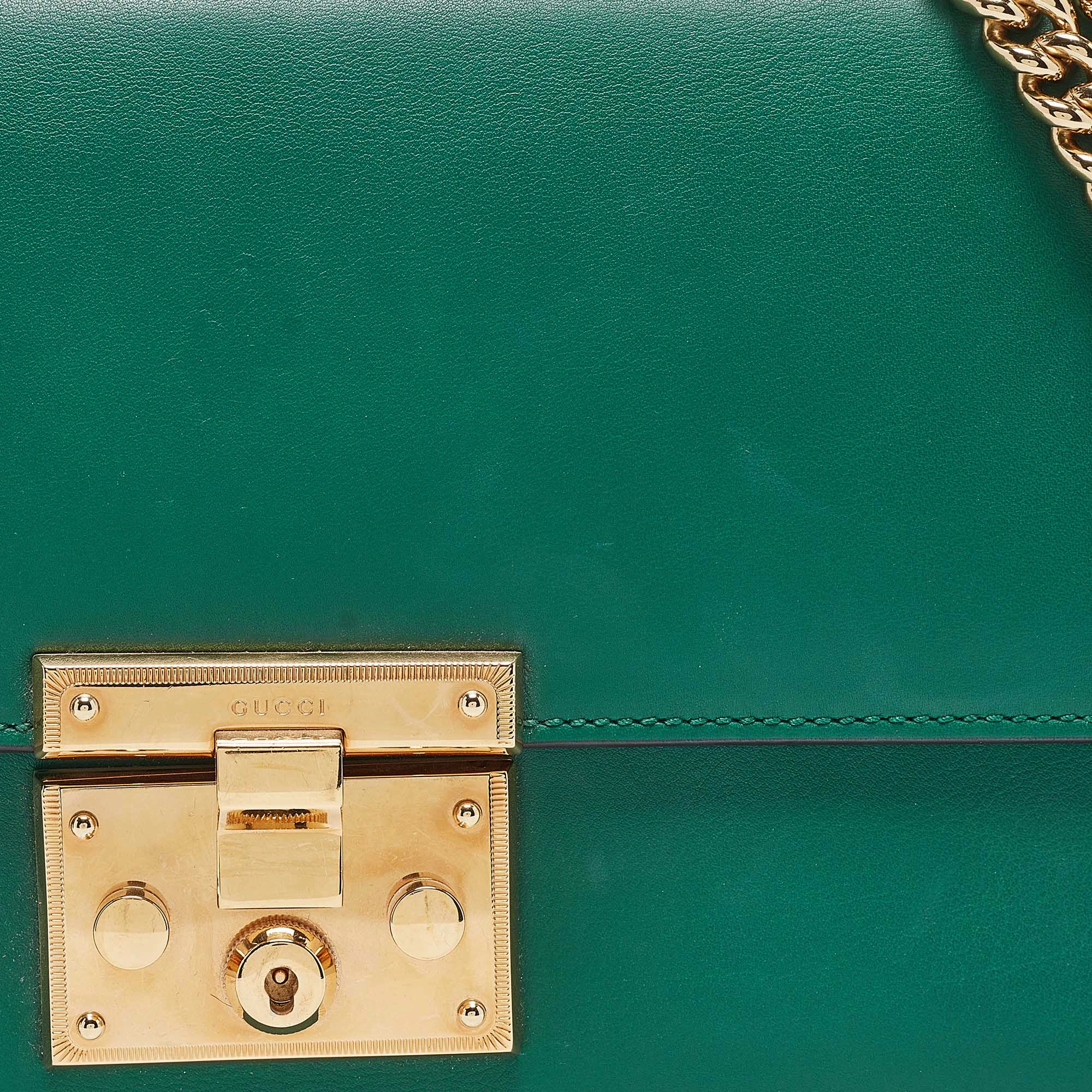 Gucci Green Leather Medium Padlock Shoulder Bag