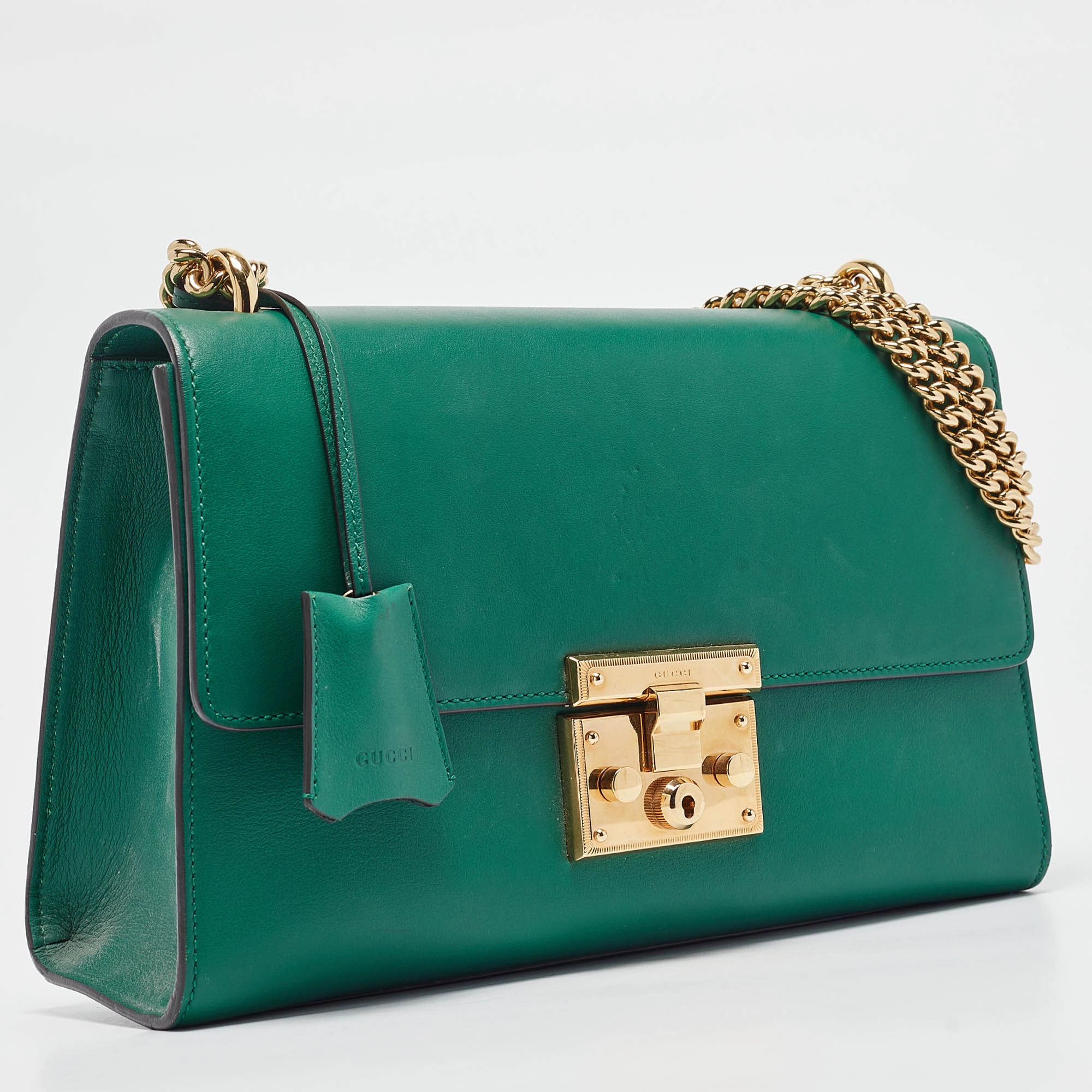 Gucci Green Leather Medium Padlock Shoulder Bag