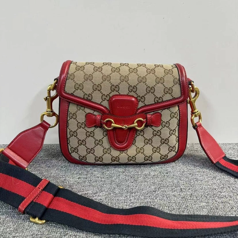 Gucci Horsebit Beige Red Crossbody Bag