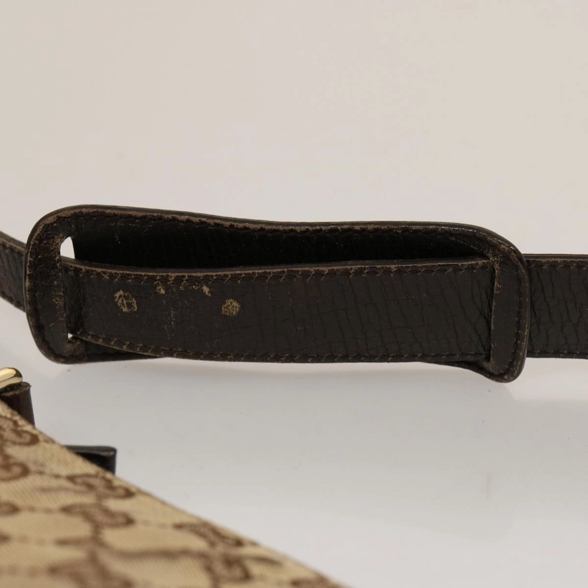 GUCCI Horsebit WebSherry Line GG Canvas Shoulder Bag Beige Red 141506  75597