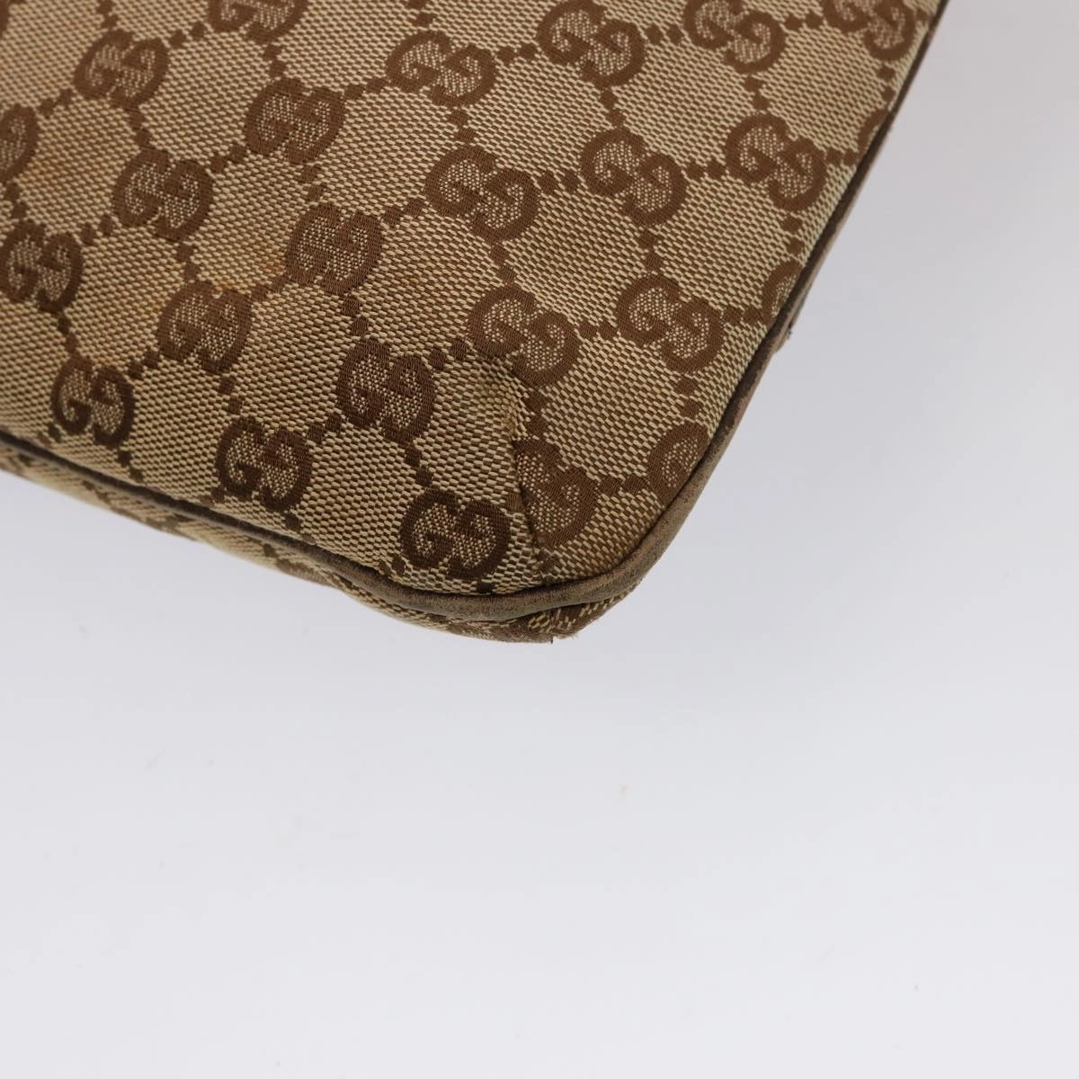 GUCCI Horsebit WebSherry Line GG Canvas Shoulder Bag Beige Red 141506  75597
