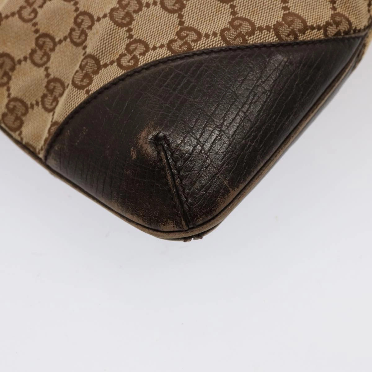 GUCCI Horsebit WebSherry Line GG Canvas Shoulder Bag Beige Red 141506  75597