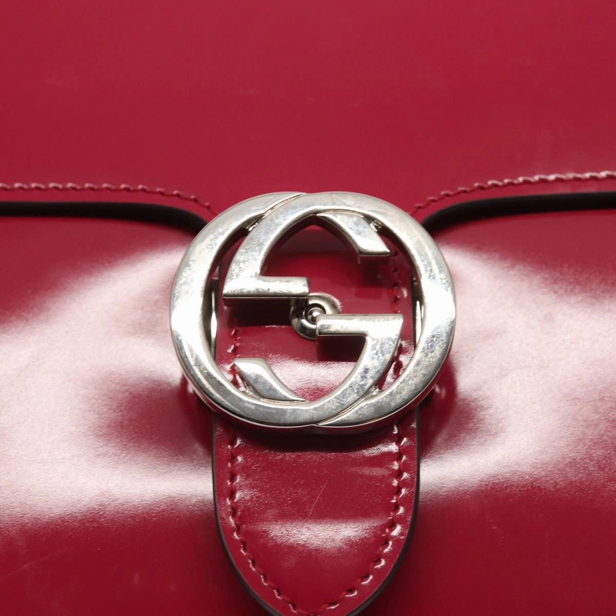 GUCCI Interlocking Chain Shoulder Bag Enamel Pink 387606  14089