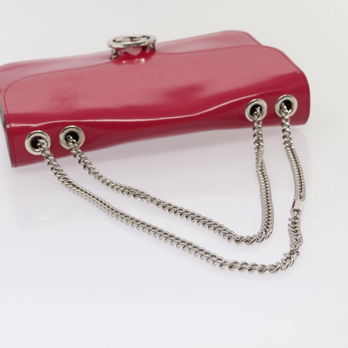 GUCCI Interlocking Chain Shoulder Bag Enamel Pink 387606  14089