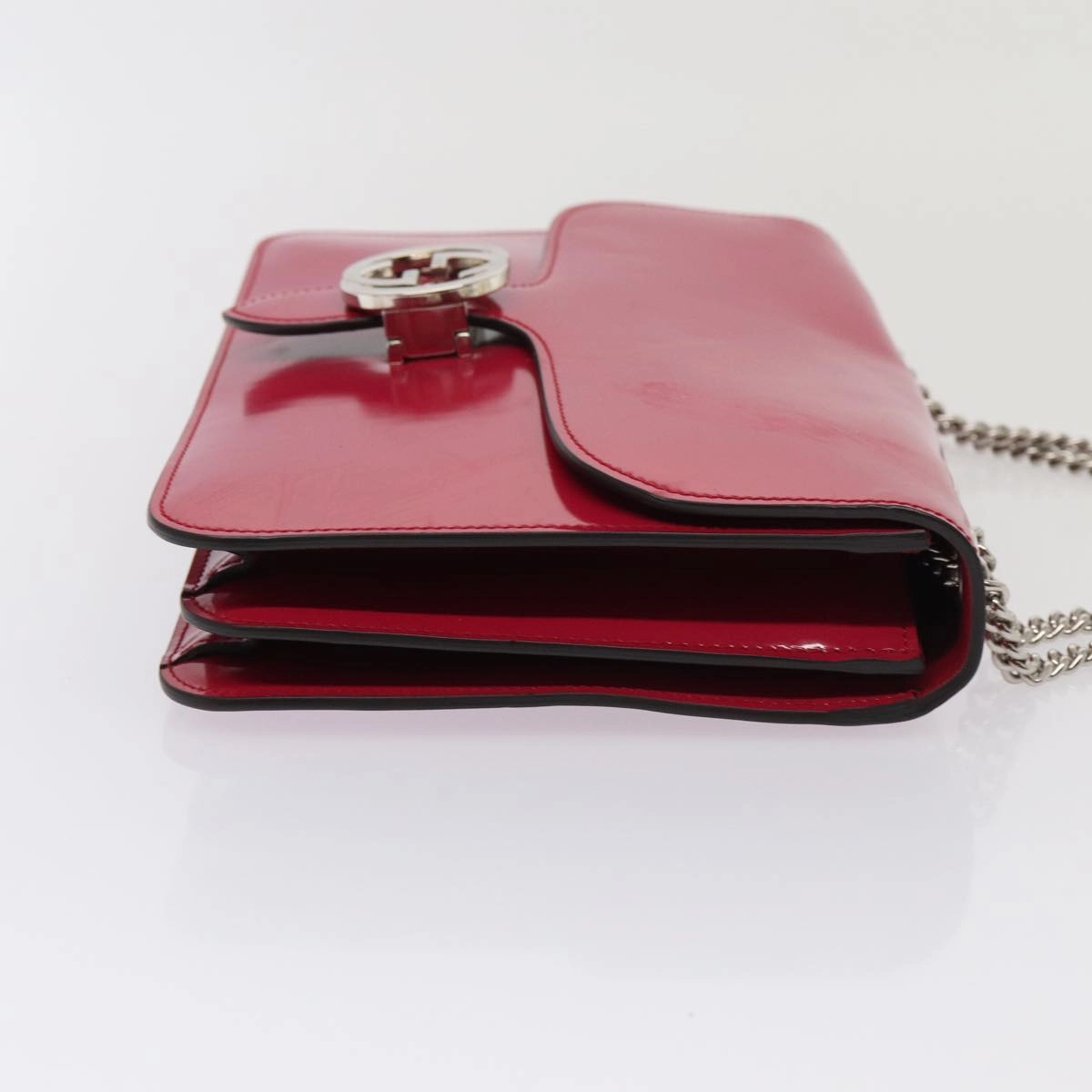 GUCCI Interlocking Chain Shoulder Bag Enamel Pink 387606  14089
