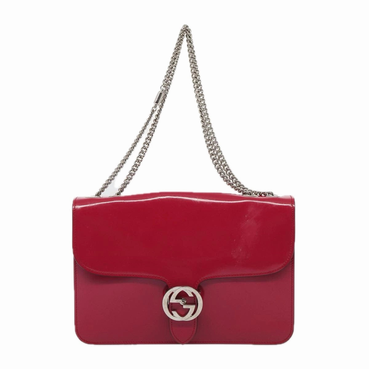 GUCCI Interlocking Chain Shoulder Bag Enamel Pink 387606  14089