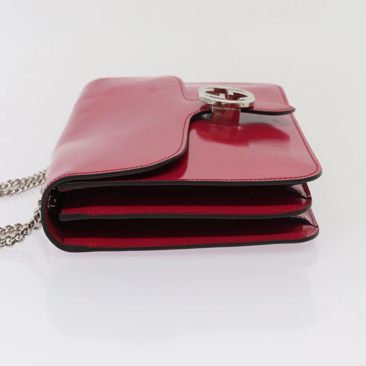 GUCCI Interlocking Chain Shoulder Bag Enamel Pink 387606  14089