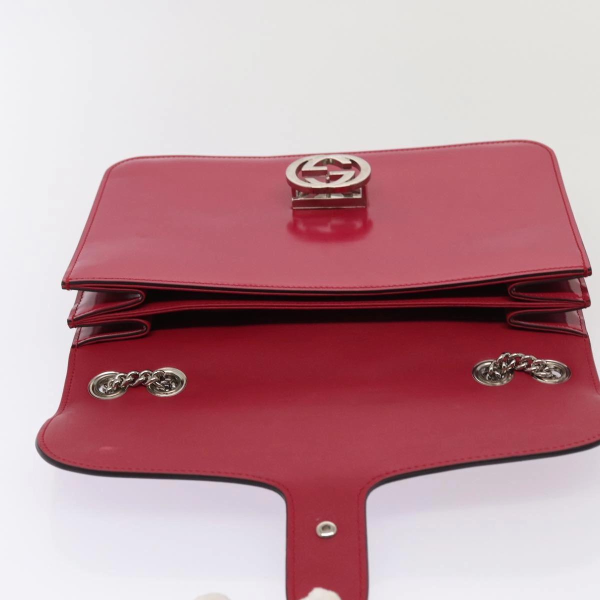 GUCCI Interlocking Chain Shoulder Bag Enamel Pink 387606  14089