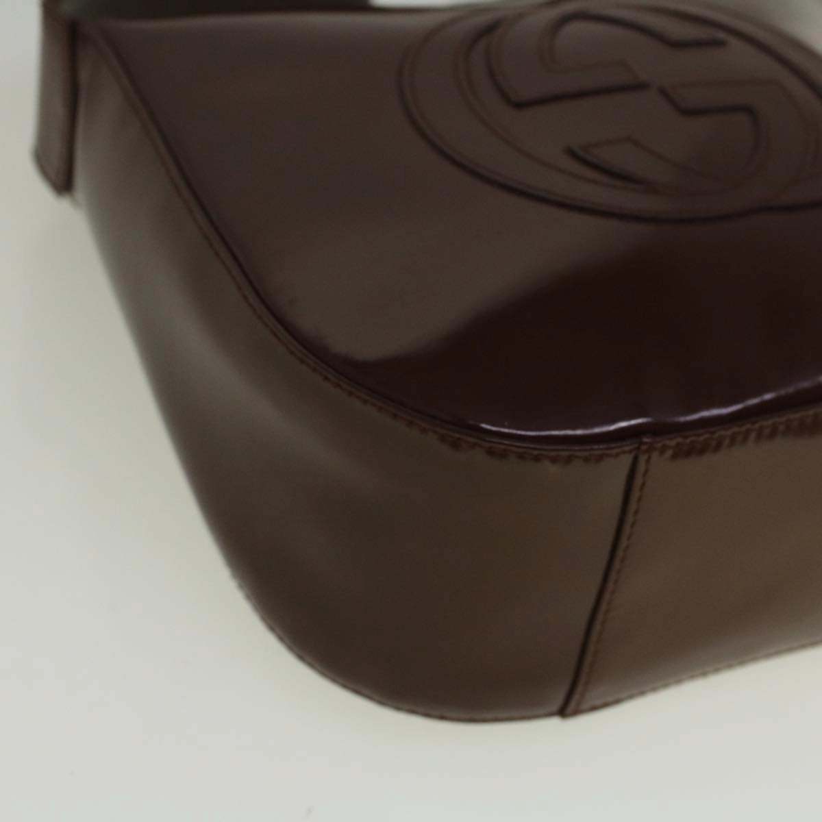 GUCCI Interlocking Shoulder Bag Patent leather Brown  57203