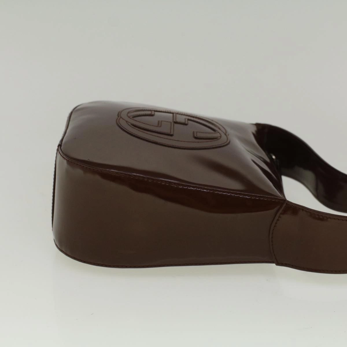 GUCCI Interlocking Shoulder Bag Patent leather Brown  57203