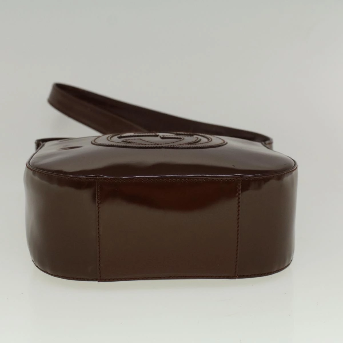 GUCCI Interlocking Shoulder Bag Patent leather Brown  57203