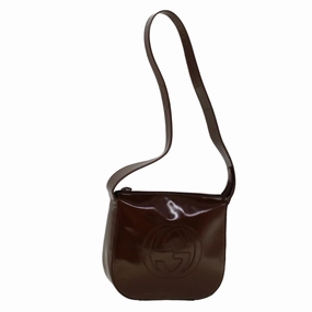 GUCCI Interlocking Shoulder Bag Patent leather Brown  57203