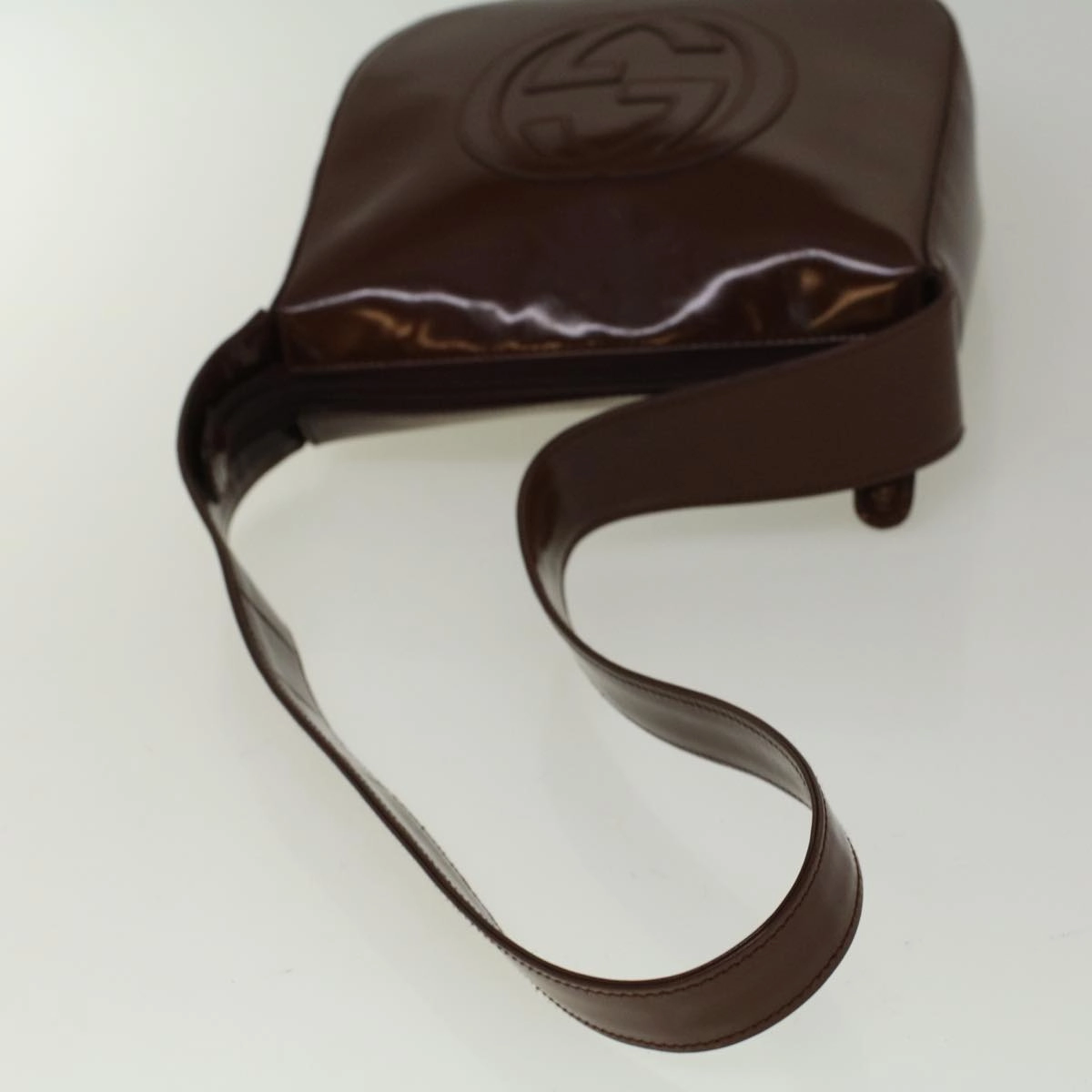 GUCCI Interlocking Shoulder Bag Patent leather Brown  57203