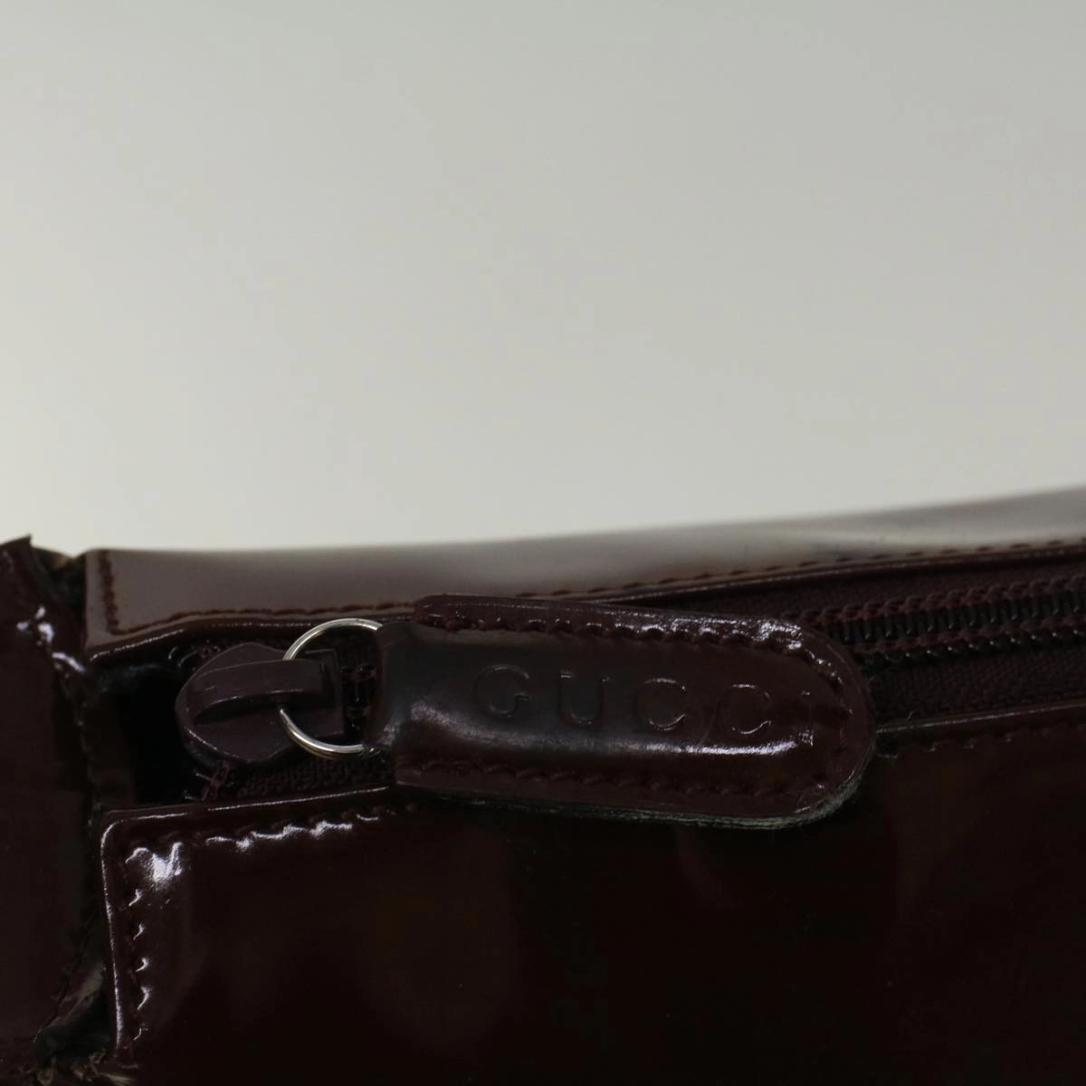 GUCCI Interlocking Shoulder Bag Patent leather Brown  57203
