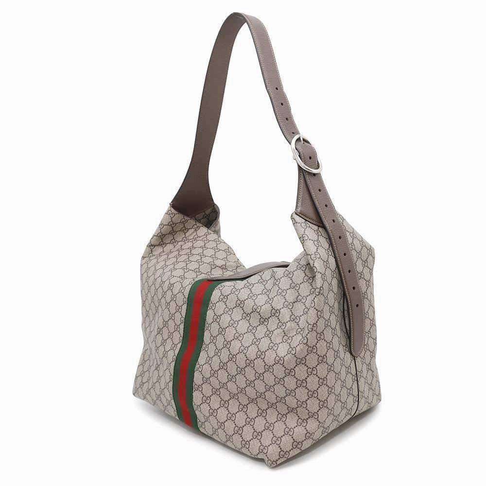 GUCCI Jackie 1961 GG Supreme One Shoulder Bag Beige/Brown758684 PVC Leather Size Medium